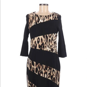 Chico’s size 1/medium black leopard shift dress
